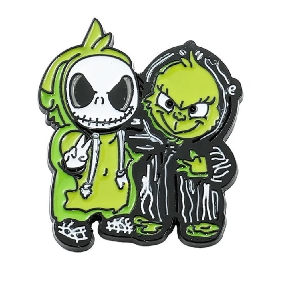 Disney Skull Grinch Enamel Pin Nightmare Before Christmas Dr Seuss Metal Badge